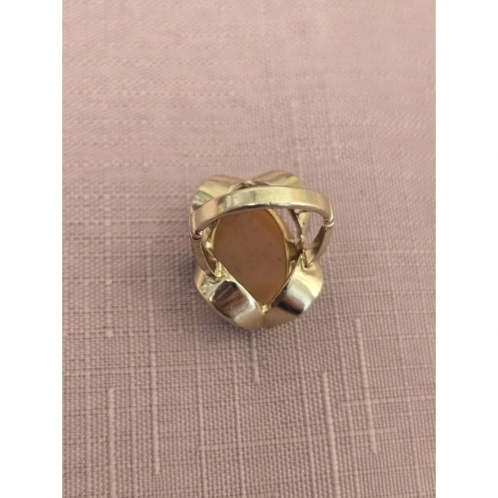 Vintage Vargas Left Facing Cameo 18k HGE Gold Plated Ring - Size 4 - Signed